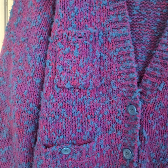 Vintage Vibrant Purple and Blue Women's Boucle Cardigan - Picture 8 of 8